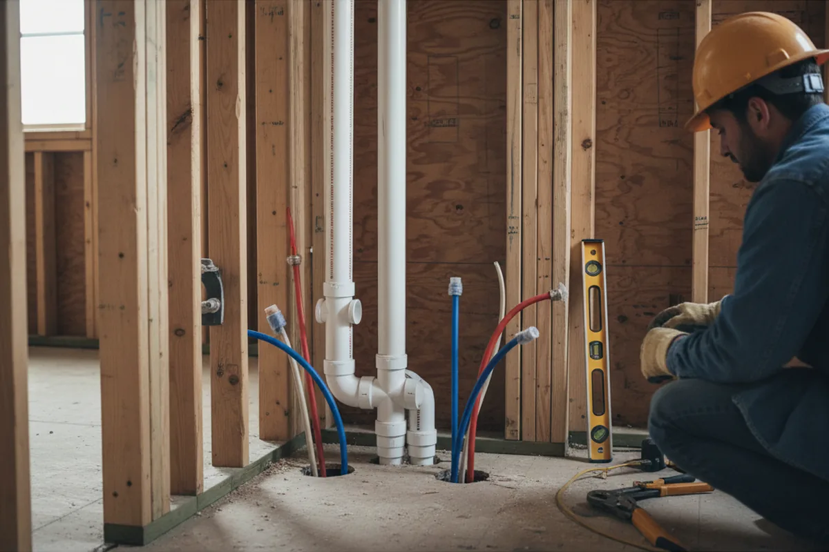 Drain and supply rough-in during Drain Cleaning in Friedheim